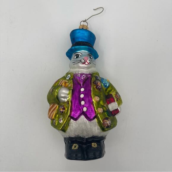 CHRISTOPHER RADKO Glass Ornament White Rabbit Glass Easter Alice Mad Hatter - Picture 4 of 14